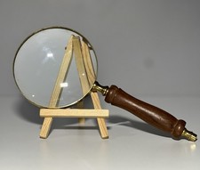 Grande Loupe Vintage Style Ancien XIX XVIII Laiton Manche En Bois 25 Cm TBE