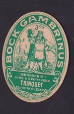 Ancienne étiquette  alcool  France BN200043 Bière Bock  Gambrinus Trinquet