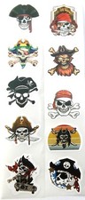 vianille - 10 petits stickers mini cranes squelettes  pirates