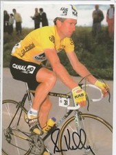 CYCLISME   autographe  de  SEAN KELLY EN MAILLOT JAUNE DE LA VUELTA
