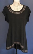Premise Metal Studded Sleeveless Top Tunic PXL Black Hi-Low Retro Party Rave 