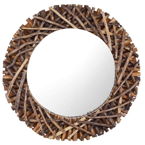 Teck miroir mural - miroir, rond