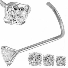 14k Solid White Gold Nose Cork