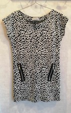 Robe droite noire et blanche coton mélangé T36 Stradivarius (2309028)