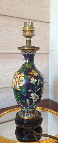Ancien pied lampe emaux - pied, de