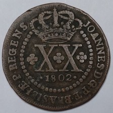 RARE Monnaie, 20 Reis 1802 - BRAZIL