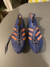 vintage Adidas AVANTI Chaussure de piste Athlétisme années 70 80 bleu + crampons