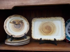 GRAND PLAT ET 5 ASSIETTES LONGCHAMP GRES VINTAGE A SAISIR