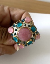 Broche Signée MG Émaillé Pate De Verre Jewelry brooch bijoux ancien Cuivre emaux