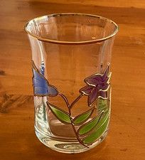 JOLI PETIT VASE OU  VERRE EMAILLE  TIFFANY NAGEL  DECOR RELIEF DORE