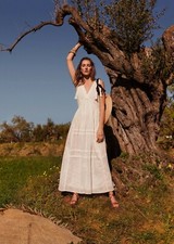 Mango Blanc Long Maxi Brodé