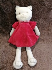 doudou peluche chat robe rouge Sucre d'orge   etat neuf