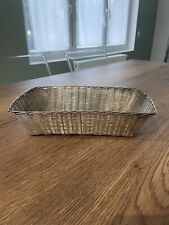 Ancienne corbeille à pain en métal argenté tressé vannerie