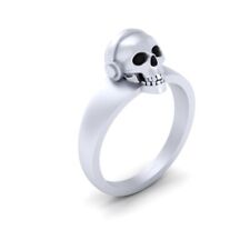 Onyx Noir Dj Tête de Mort Bague Mariage Port Casque 925 Argent