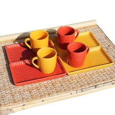 Set de 4 tasses à café + soucoupes Geneviève Lethu collection grain de riz