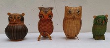 VINTAGE - LOT DE 4 CHOUETTES EN OSIER - VANNERIE ANCIENNE-