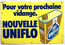 ANCIENNE PLAQUE PLASTIQUE BIDON D’HUILR ESSO UNIFLO SAE 10W50 VIDANGE AUTO