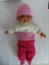 DERNIER vetement pour poupée ancienne,moderne 30 cm-3 pieces barboteuse+chapeau+