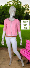 Twin Set Simona Barbieri Taille 34  ? Veste courte manches 3/4 rose femme coton