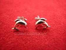 Boucles d'oreilles Percées Argent 925 "Dauphins" 0.55grs - Bijoux pur Cadeau