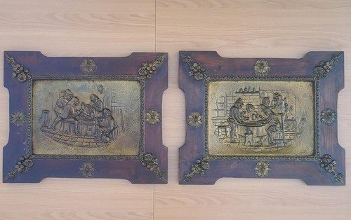 Paire tableaux cuivre - paire, en
