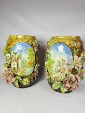 BARBOTINE Paire De Vase Faïence Impressionniste Peint à La Main XlXeme Lefront