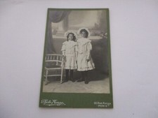 ANCIENNE CDV GRAND FORMAT DEUX JEUNES FILLES PHOTOGRAPHIE MONGE A PARIS 75