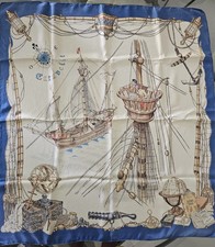 Carré Foulard Hermès CARAVELLE de 1992 TBEG