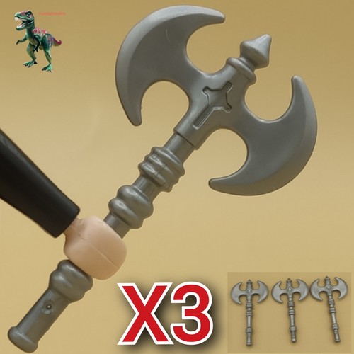 Playmobil hache double - x3, gris