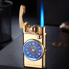 Briquet Montre Doré Luxe – Flamme Bleue Rechargeable | Cadeau Homme Élégant