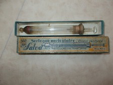 SERINGUE AURICULAIRE ANCIENNE SALVA PISTON CAOUTCHOUC TETE BUIS BOULE PLEINE