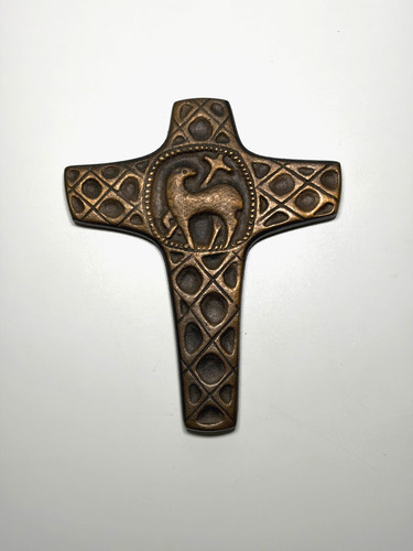 Croix murale bronze agneau - croix, en
