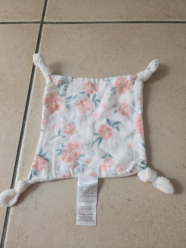 Doudou plat fleurs vert - doudou, baudet