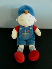 * DOUDOU PELUCHE MOTS D'ENFANTS GARCON BLEU ROUGE 1234 CASQUETTE 26 cms - TTBE