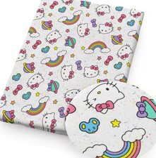 Hello Kitty Arc-en-Ciel Chat Fille Personnage Tissu Polycoton Demi Yard (
