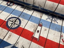 Rideaux en tissu rayé marine