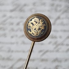 Epingle Cravate Damasquiné Tolède Fin FIXè Toledo Damascene Tie Pin 19thC