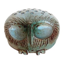 PIQUE FLEURS HIBOU CHOUETTE EN CÉRAMIQUE VALLAURIS SIGNATURE A IDENTIFIER 