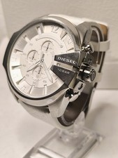 ?✅ Montre Homme Diesel Méga Chief DZ4292 Blanc Sur Cuir Blanc 