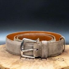 Ceinture homme Loro Piana Alsavel en cuir suédé marron gris authentique...