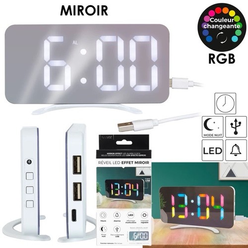 Reveil led miroir - reveil,
