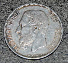 N°1 PIECE DE 5 FRANCS BELGE LEOPOLD II  ARGENT 900 % 1868 USAGE COURANT.
