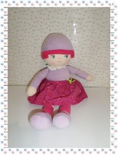 ㉖ - Doudou Poupée de Chiffon Lili Cœur de Grenadine Mauve Rose Corolle 36 cm