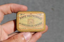 Ancienne Boite Tôle Lithographiée Pate Goudron Guyot Rhume Paris Tin box