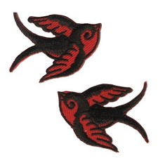 Patch Ecusson - Hirondelle - petit noir-rouge Set de 2 