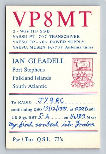 Ham radio qsl vp8mt - ham,