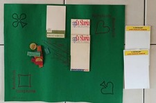 tapis de jeux de cartes Menthe Pastille + 14 jetons Bois + 5 carnets belote