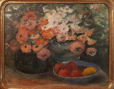 GRAND tableau POST IMPRESSIONNISTE / NABIS 1900-1930 Fleurs & Fruits Encadré