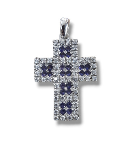 Pendentif croix blanc - or,