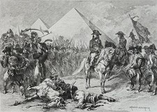 Égypte Bataille des Pyramides 1798 Napoléon Bonaparte gravure L Flameng  1867